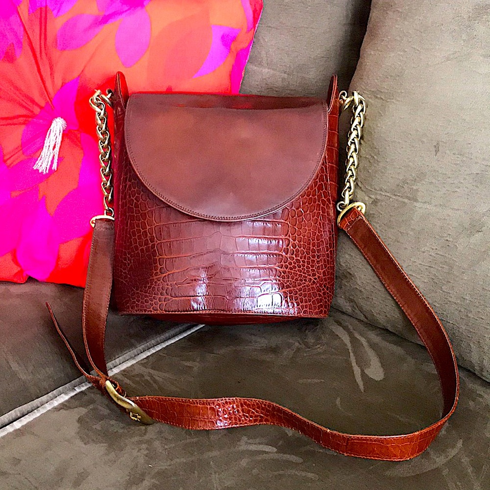 Bally Vintage Brown Alligator Leather Bag